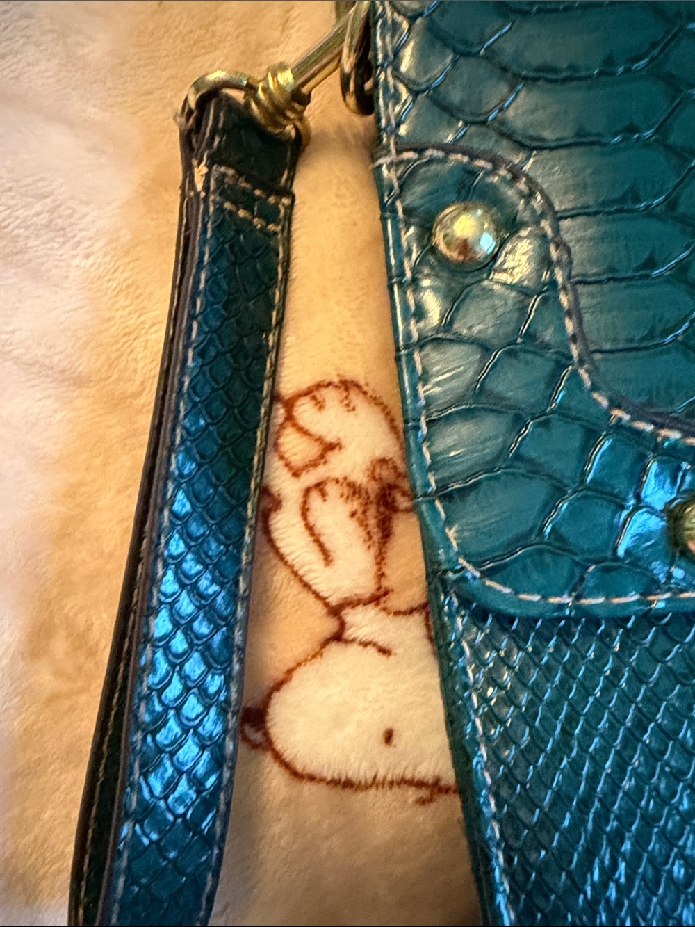 Deep Teal Animal Skin Faux Leather Clutch Gold Buckle Glossy Purse Handbag - Picture 4 of 10